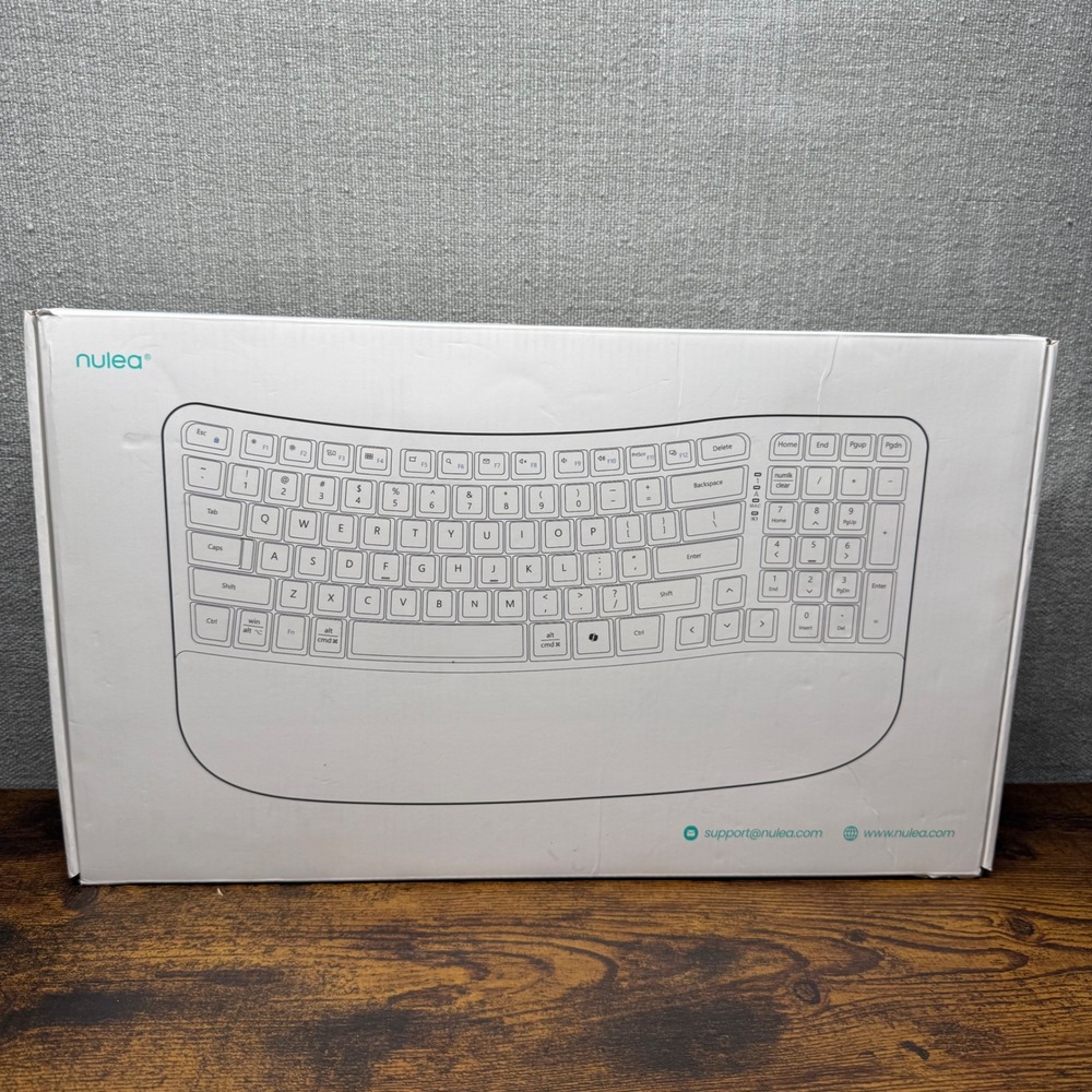 Nulea RT08 Ergonomic Wavy Keyboard Wireless Black Split Keypad‎ Wrist Rest TK52A